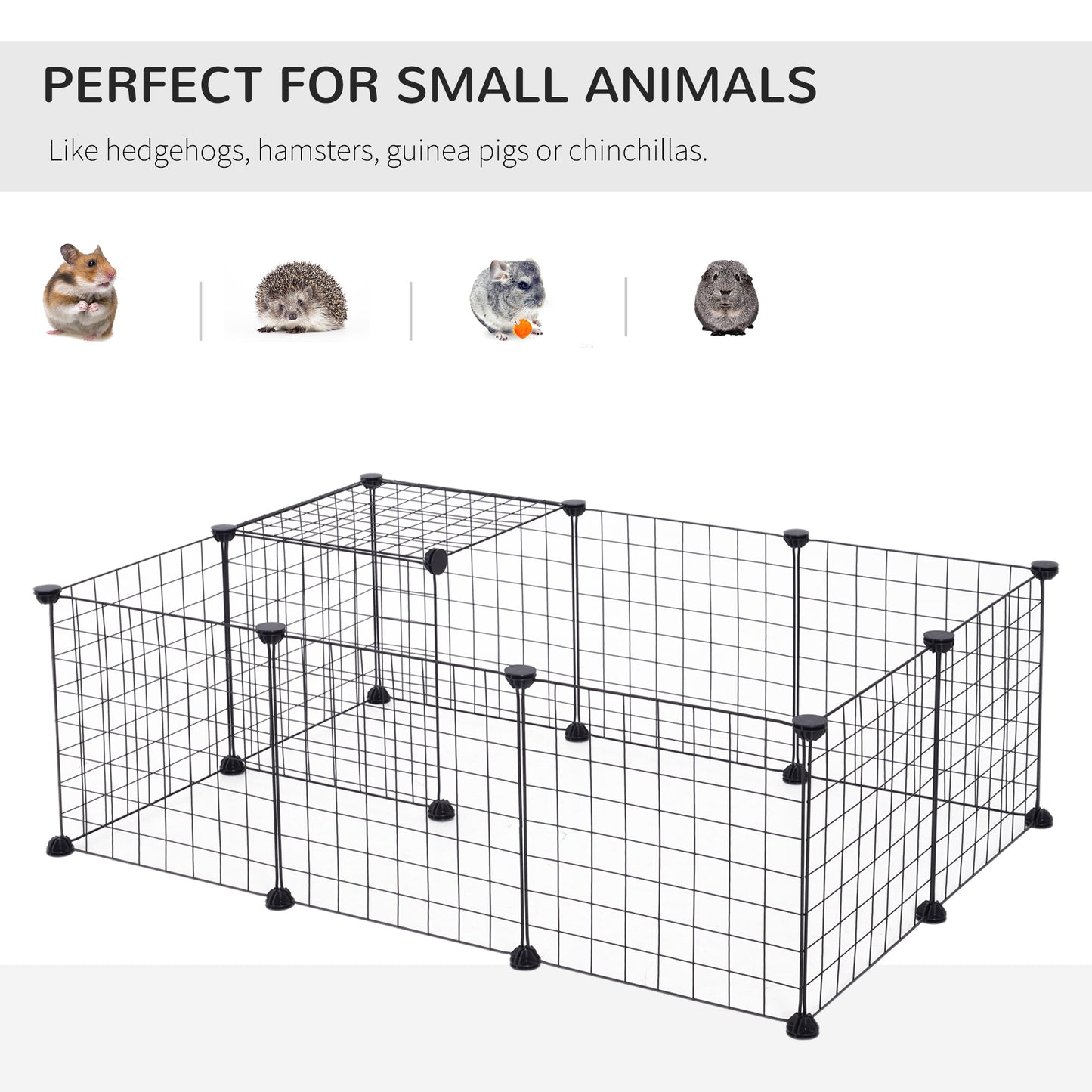 Modular Pet Playpen Metal Wire, 106Lx73Wx36Hcm-Black